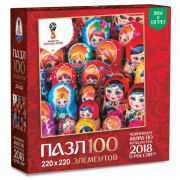 Пазлы 100 эл. ЧМ2018. Матрешки. Красочные матрешки