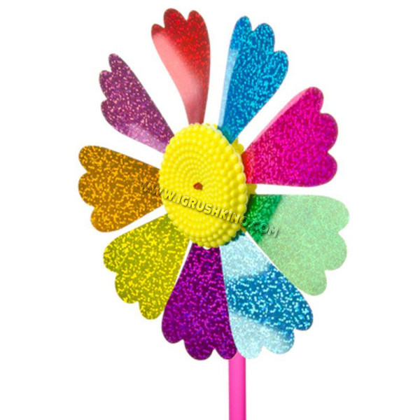 Ветряная вертушка "Летний цветок" ПВХ/пластик, 16,5*35см, 8 дизайнов