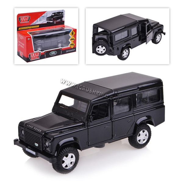 Машина металл Land Rover Defender 12см, открыв. двери, инерц, черный, в коробке