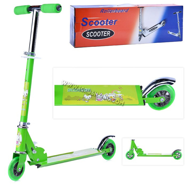 Самокат двухколесный SCOOTER (зеленый) в коробке