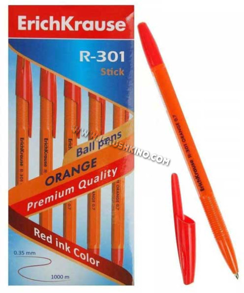 Ручка шар. EK R-301 ORANGE Stick 43196 красный,0.7мм