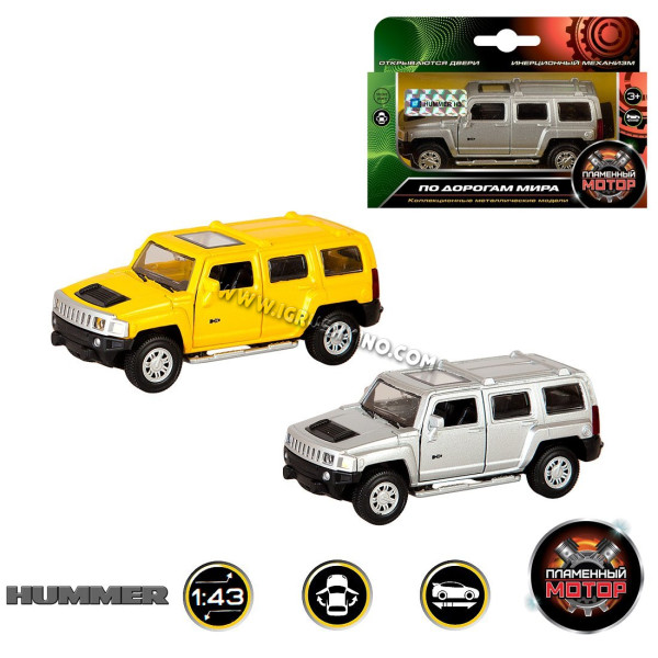 Машина мет. 1:43 Hummer H3, откр.двери, цвета в ассорт., 12см