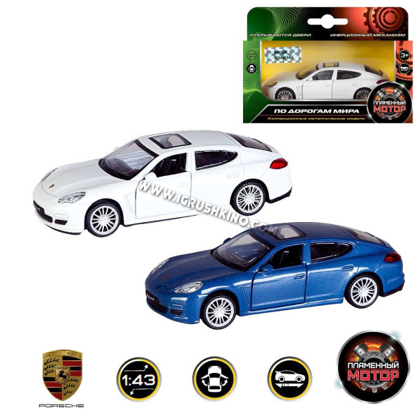 Машина мет. 1:43 Porsche Panamera Sоткр.двери, цвета в ассорт., 12см