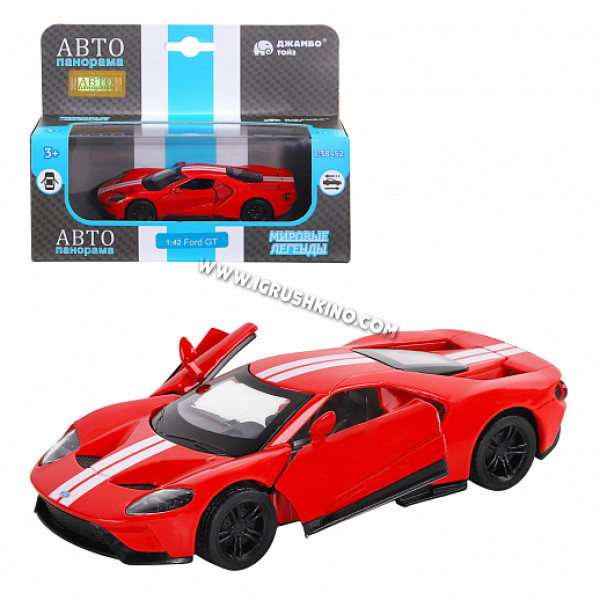 Машинка металл. 1:40 Ford GT, красный, инерция, откр. двери, в/к 17,5*12,5*6,5 см