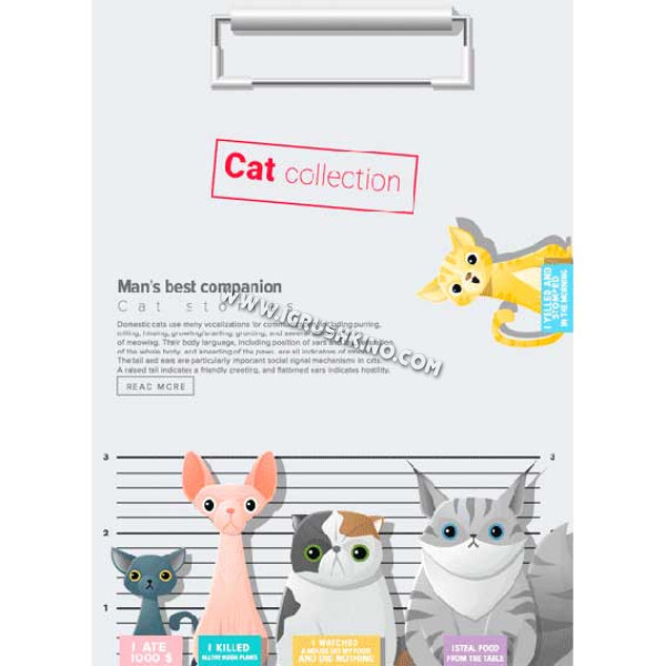 Клипборд А4 deVENTE "Cat collection" 3034912 картон толщина 2мм,мат.лам.,тисн.фольгой