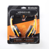 Наушники Defender Warhead G-120, игровые,полноразмерные,микрофон, 3.5мм, 2 м,чёрно-оранжевые 2483706