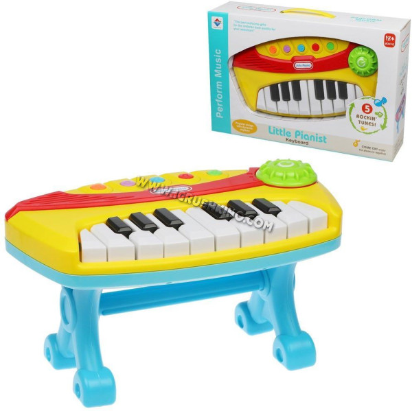 Пианино дет. 16 клавиш, свет, звук, ноты, батар.AA*3шт. в компл.не вх., кор.