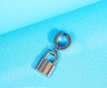 Серьга кафф &quot;Padlock&quot; серебристый